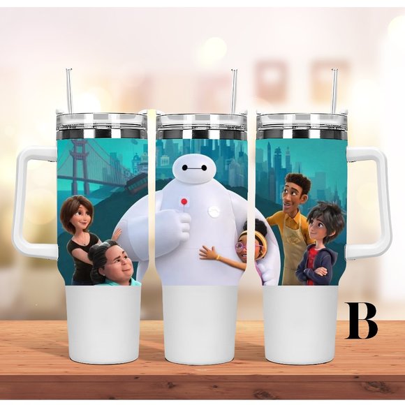 Disney Big Hero 6 Baymax 40 oz Tumbler/Water bottle/Mug with hand carry … - Picture 3 of 8